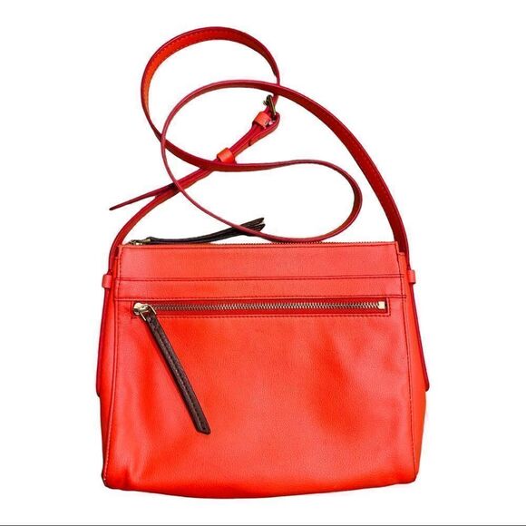 Fossil Bright Orange Crossbody Purse Copper Looking Hardware - Picture 2 of 9